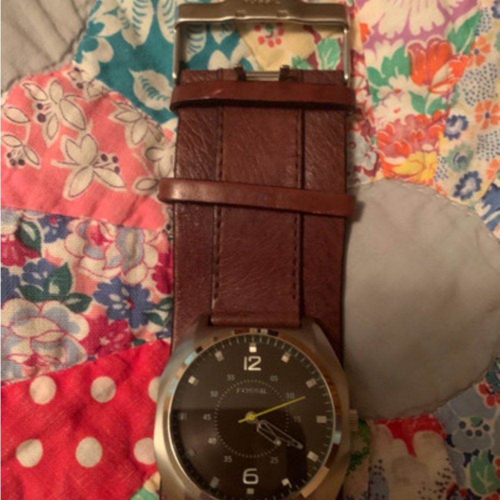 Fossil Unisex Large Watch Boho Hippie Biker Brown Leather Band - Picture 5 of 6